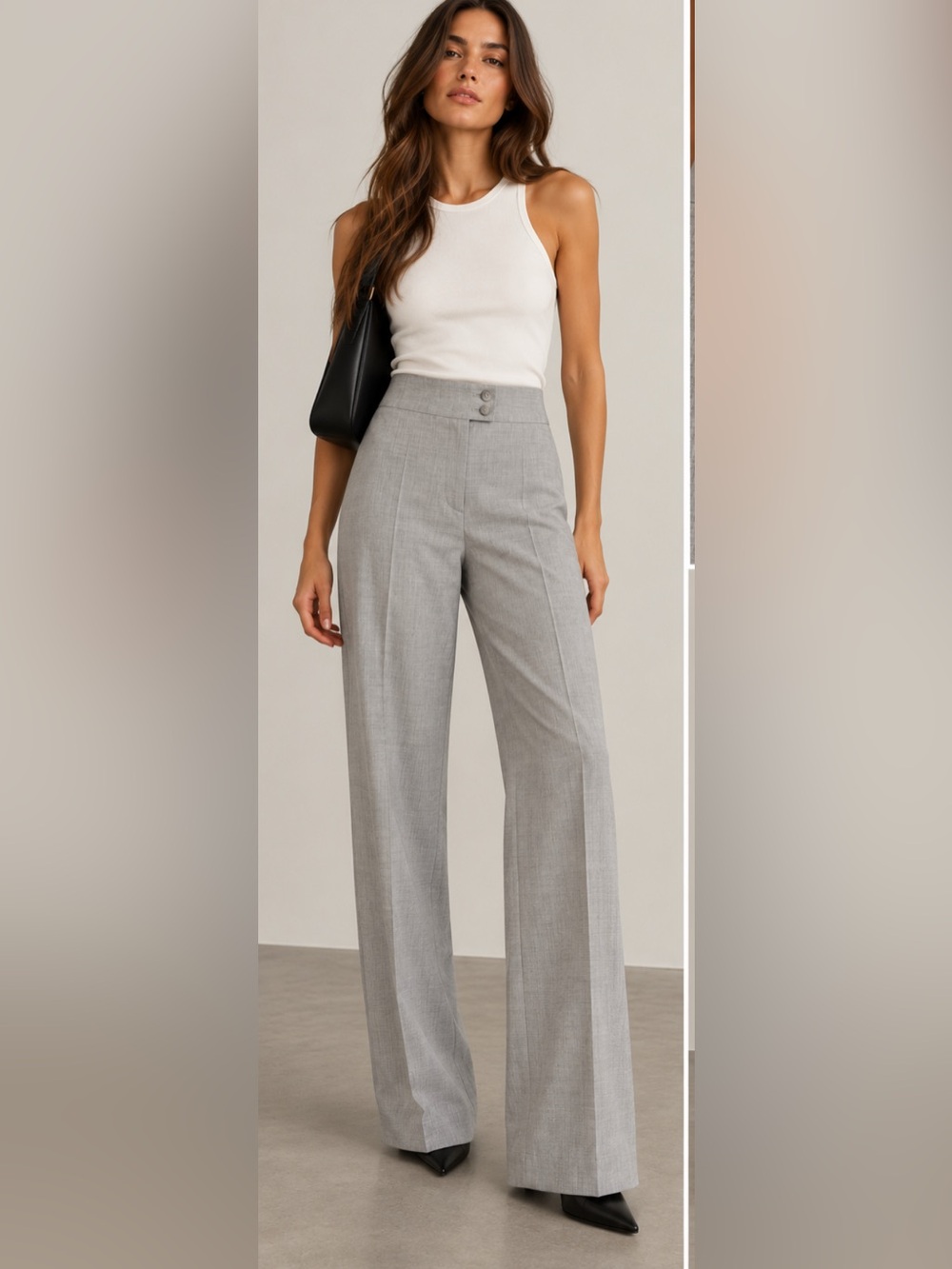 Ann Taylor Light Gray High-Rise Wide-Leg Dress Pants Size-12 #Modernminimalism
